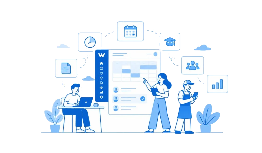 A team around one workplace screen for rotas, training and documents